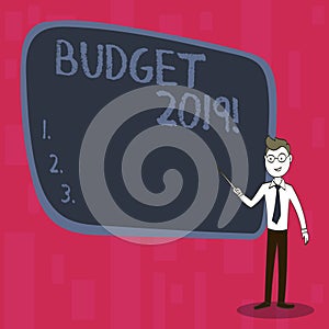 Handwriting text Budget 2019. Concept meaning New year estimate of incomes and expenses Financial Plan.