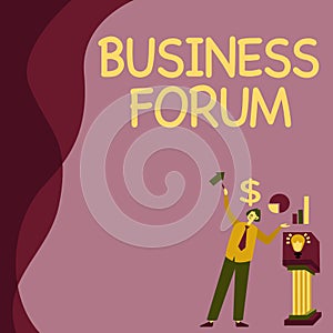 Handwriting text Business Forum. Business concept place in which showing exchange ideas and discuss issues Manstanding photo