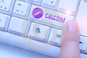 Handwriting text Calcium. Concept meaning fifth most abundant element in the human body Silverwhite metal