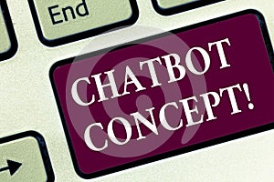 Handwriting text Chatbot Concept. Concept meaning Virtual assistant artificial intelligence online help Keyboard key Intention to