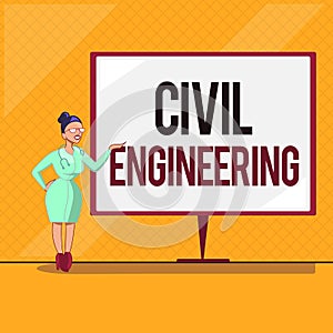 Handwriting text Civil Engineering. Concept meaning Planning Design Building of roads bridges public buildings