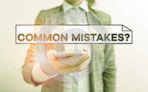 Handwriting text Common Mistakes Question. Concept meaning repeat act or judgement misguided making something wrong