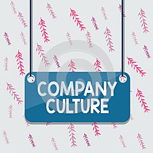 Handwriting text Company Culture. Concept meaning The environment and elements in which employees work Board color background