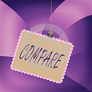Handwriting text Compare. Concept meaning Estimate Measure Note the similarities dissimilarities between Stamp stuck binder clip photo
