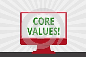 Handwriting text Core Values. Concept meaning principle that demonstrating views as being central importance Blank Space