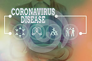 Handwriting text Coronavirus Disease. Concept meaning defined as illness caused by a novel virus SARSCoV2 Information