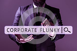 Handwriting text Corporate Flunky. Business concept someone who works obediently for another person in company