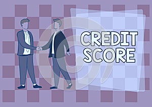 Handwriting text Credit Score. Word for Represent the creditworthiness of an individual Lenders rating