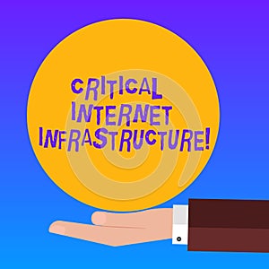 Handwriting text Critical Internet Infrastructure. Concept meaning essential components of internet operation Hu