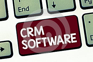 Handwriting text Crm Software. Concept meaning Customer relationship analysisagement used to engage with customers