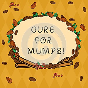 Handwriting text Cure For Mumps. Concept meaning Medical treatment for contagious infectious disease Wreath Made of