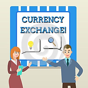 Handwriting text Currency Exchange. Concept meaning rate at which one currency will be exchanged for another Business