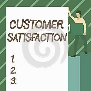 Handwriting text Customer Satisfaction. Internet Concept Exceed Consumer Expectation Satisfied over services Man