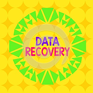 Handwriting text Data Recovery. Concept meaning process of salvaging inaccessible lost or corrupted data Asymmetrical
