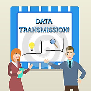 Handwriting text Data Transmission. Concept meaning sending data electronically over a communications network Business