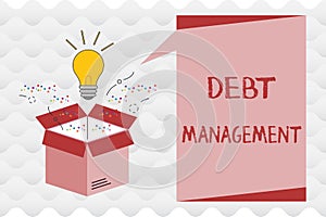 Handwriting text Debt Management. Concept meaning The formal agreement between a debtor and a creditor