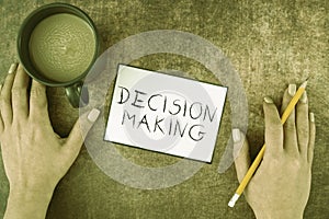 Handwriting text Decision Making. Business idea to choose the best option to par with the current situation