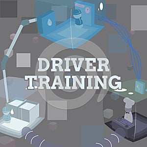 Handwriting text Driver Training. Business showcase prepares a new driver to obtain a driver s is license Joined Booths