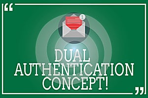 Handwriting text Dual Authentication Concept. Concept meaning Need two types of credentials for authentication Open