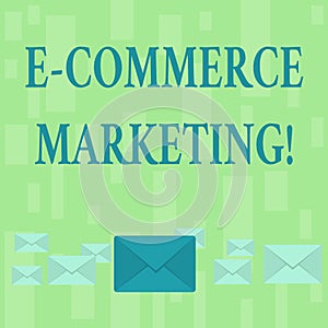 Handwriting text E Commerce Marketing. Concept meaning business that sells product or service electronically Pastel