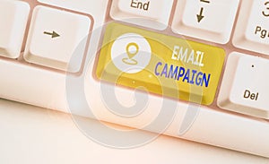 Handwriting text Email Campaign. Concept meaning advertisements are sent to a targeted list of recipients