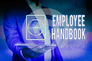 Handwriting text Employee Handbook. Concept meaning Document that contains an operating procedures of company