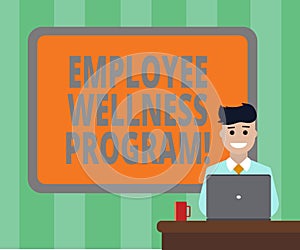 Handwriting text Employee Wellness Program. Concept meaning Help improve the health of its labor force Blank Bordered Board behind