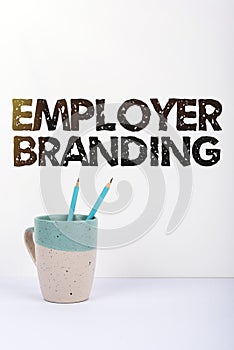 Handwriting text Employer BrandingProcess of promoting a company Building Reputation. Concept meaning Process of