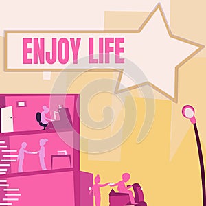 Handwriting text Enjoy Life. Word Written on Any thing, place,food or person, that makes you relax and happy Office