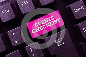 Inspiration showing sign Events Checklist. Internet Concept invaluable tool for successfully managing your affair Typing