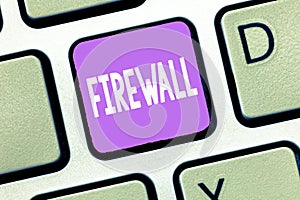 Handwriting text Firewall. Concept meaning protect network or system from unauthorized access with firewall