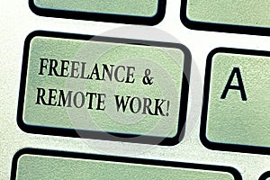 Handwriting text Freelance And Remote Work. Concept meaning Independent working modern online type of job Keyboard key