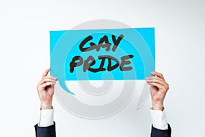 Handwriting text Gay Pride. Concept meaning Dignity of an idividual that belongs to either a man or