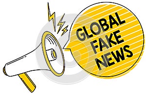 Handwriting text Global Fake News. Concept meaning False information Journalism Lies Disinformation Hoax Convey message text lines
