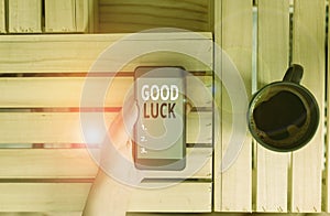 Handwriting text Good Luck. Concept meaning A positive fortune or a happy outcome that a demonstrating can have woman