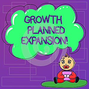 Handwriting text Growth Planned Expansion. Concept meaning exposing the business to a wider customers Baby Sitting on Rug with