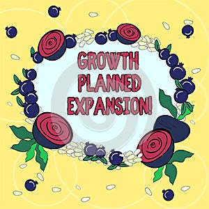 Handwriting text Growth Planned Expansion. Concept meaning exposing the business to a wider customers Floral Wreath made