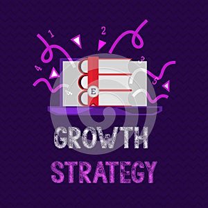 Handwriting text Growth Strategy. Concept meaning Strategy aimed at winning larger market share in shortterm photo