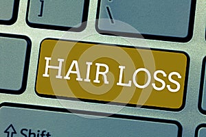 Handwriting text Hair Loss. Concept meaning Loss of huanalysis hair from the head or any part of the body Balding