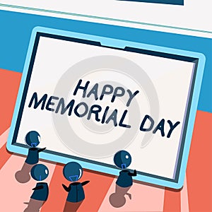 Handwriting text Happy Memorial DayHonoring Remembering those who died in military service. Business concept Honoring photo