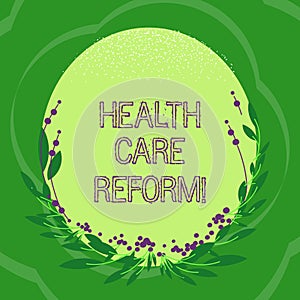 Handwriting text Health Care Reform. Concept meaning general rubric used for discussing major Medical policy Blank Color