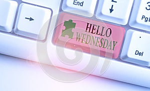 Handwriting text Hello Wednesday. Concept meaning Hump day Middle of the working week of the calendar