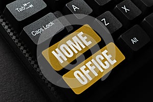Handwriting text Home Office. Business showcase space designated in a person's residence for official business