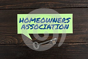 Handwriting text Homeowners Association. Word Written on Organization with fee for upkeeps of Gated Community