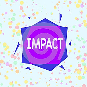 Handwriting text Impact. Concept meaning action of one object coming forcibly into contact with another Asymmetrical uneven shaped photo
