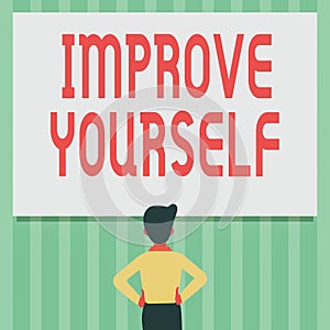 Conceptual display Improve Yourself. Business showcase making yourself a better or more knowledgable person Man Drawing photo