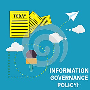 Handwriting text Information Governance Policy. Concept meaning Standards or metrics in handling information Information