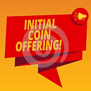 Handwriting text Initial Coin Offering. Concept meaning Is a type of crowd funding using crypto currencies Folded 3D