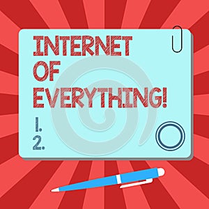 Handwriting text Internet Of Everything. Concept meaning network of things interact and connecting each other Blank