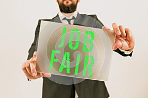 Handwriting text Job Fair. Conceptual photo An event where a person can apply for a job in multiple companies